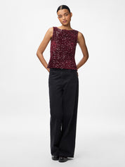 Kam Sequin Tank Top Wine