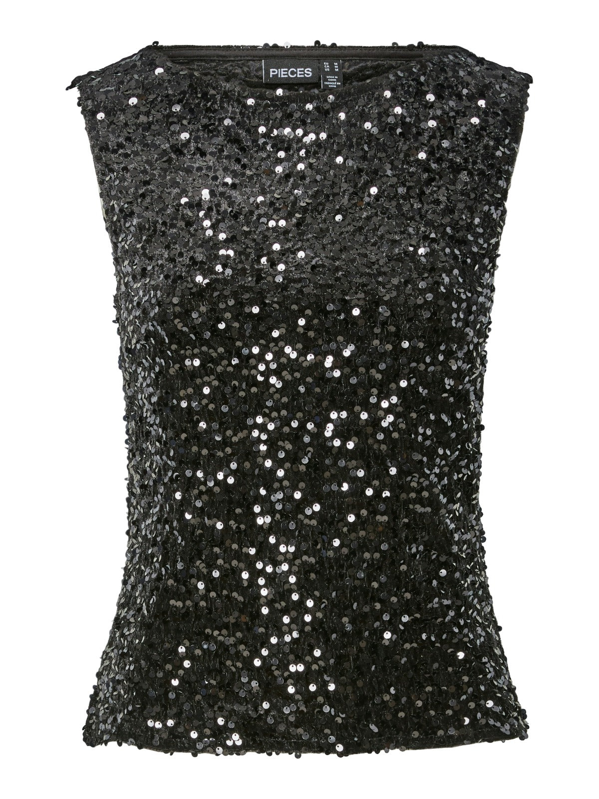 Kam Sequin Tank Top Black