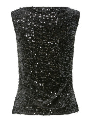 Kam Sequin Tank Top Black