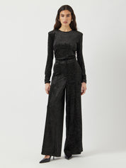 Tilla Rhinestone Velvet Tailored Trousers