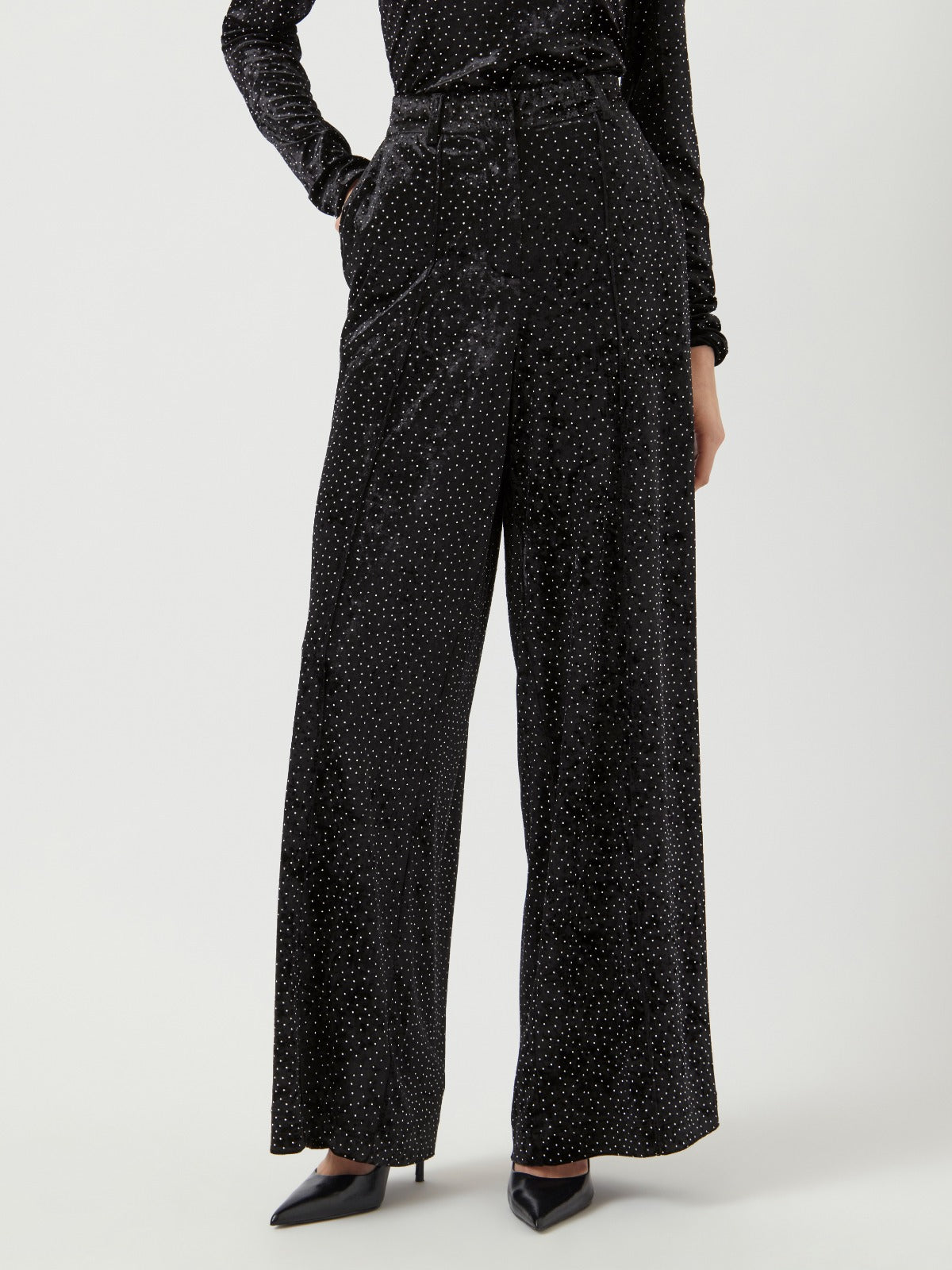Tilla Rhinestone Velvet Tailored Trousers