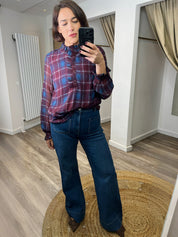 Emille Check Shirt with Frill Neckline