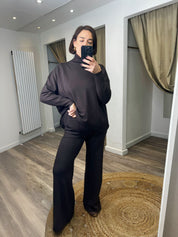 Ella Knit Wide Leg Trousers with Tie Waist