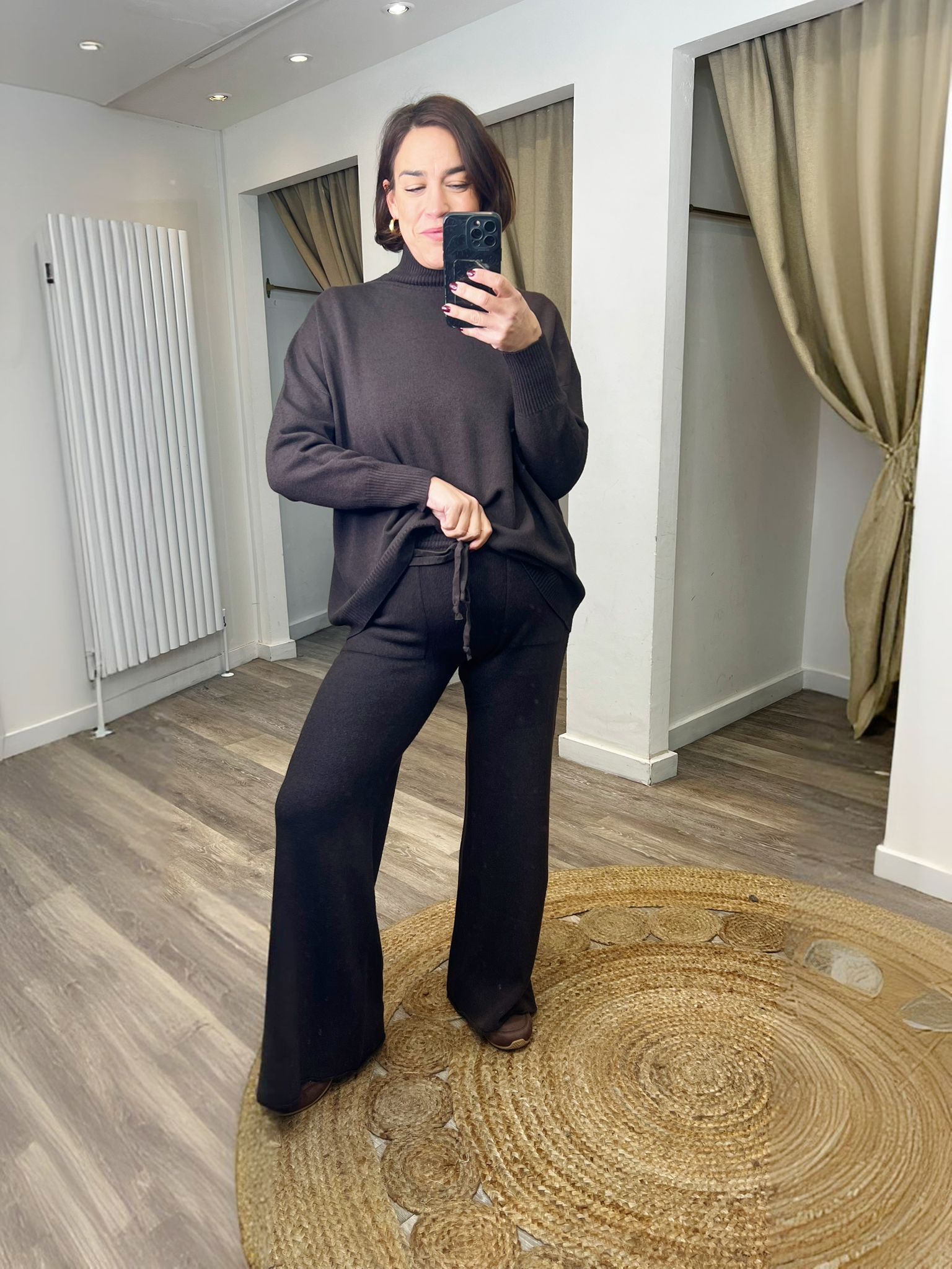 Ella Knit Wide Leg Trousers with Tie Waist