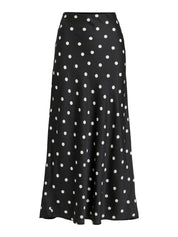 Viellette Black Spot satin Midi Skirt