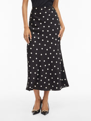 Viellette Black Spot satin Midi Skirt
