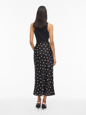 Viellette Black Spot satin Midi Skirt