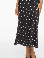 Viellette Black Spot satin Midi Skirt