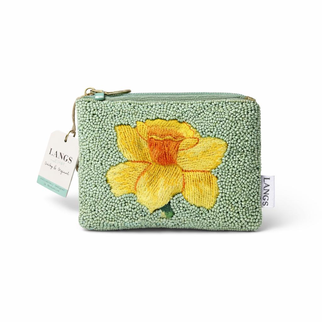 Beaded Floral Cotton Coin Purse