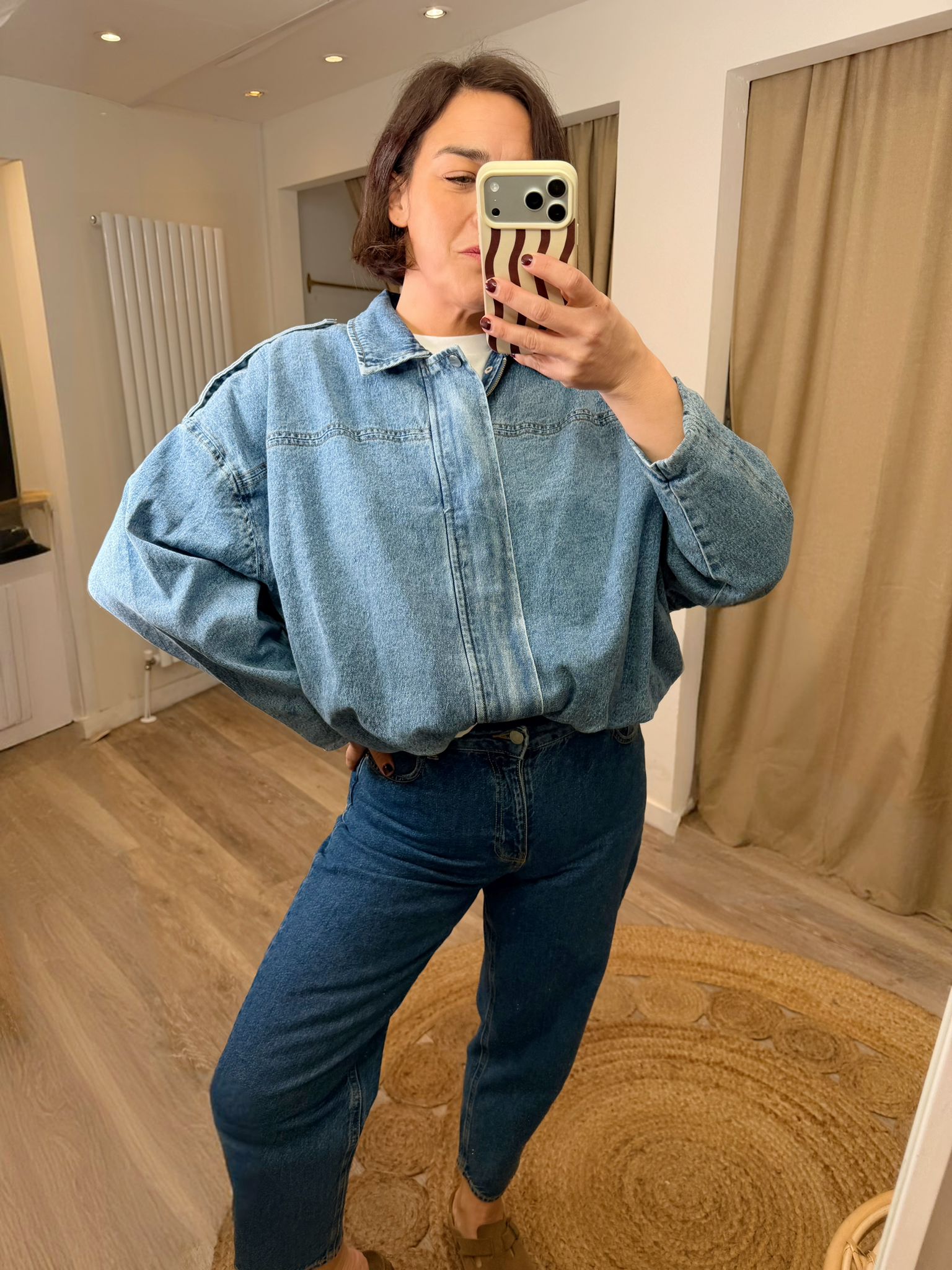 Pippa Oversized Denim Bomber Jacket