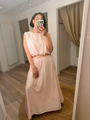 Elisa Silky Bubble Top and Maxi Skirt, Starfish Belt Set