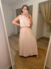 Elisa Silky Bubble Top and Maxi Skirt, Starfish Belt Set