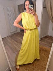 Elisa Silky Bubble Top and Maxi Skirt, Starfish Belt Set