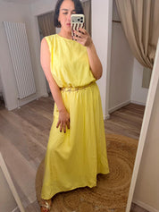 Elisa Silky Bubble Top and Maxi Skirt, Starfish Belt Set