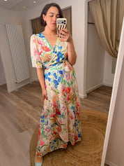 Hope & Ivy The Michelle, Flutter Sleeve Maxi Wrap Dress