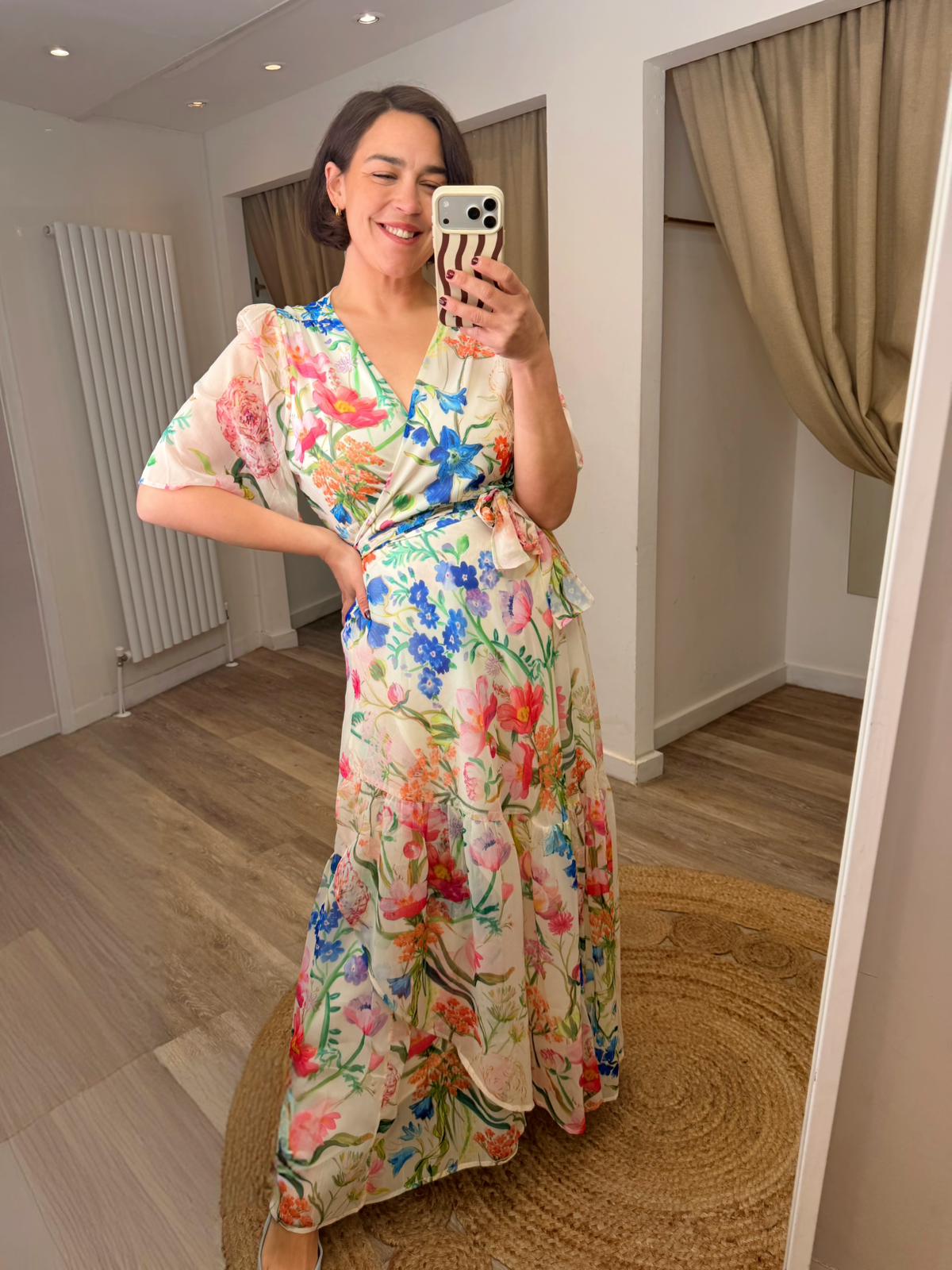 Hope & Ivy The Michelle, Flutter Sleeve Maxi Wrap Dress