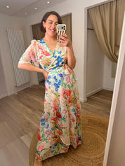 Hope & Ivy The Michelle, Flutter Sleeve Maxi Wrap Dress