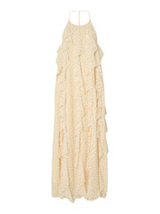 Finillo Yellow Polka Dot Frill Long Halterneck Dress