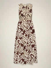 Diago Smock Midi Dress Brown Print