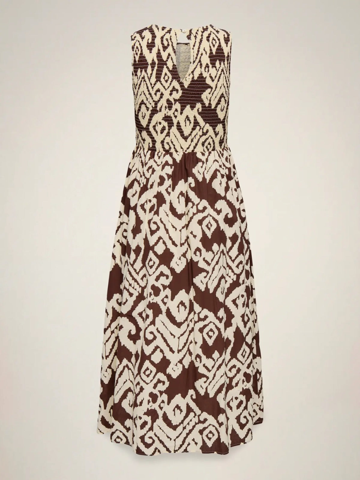 Diago Smock Midi Dress Brown Print