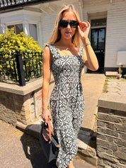 Menny Print Smocking Midi Dress