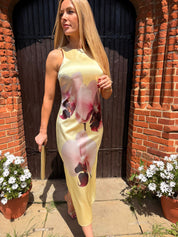 Orchinda satin Midi Dress