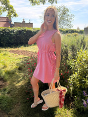 Camilla Red Gingham Tie Mini Dress