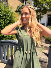 Pippa Crinkle Jumpsuit with Bead Detail  Khaki