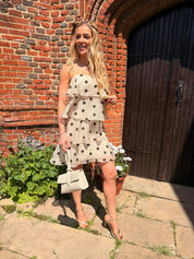 Fay Polka Dot Frill Mini Dress Cream