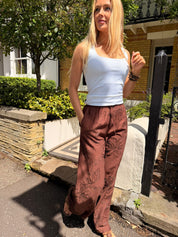 Faye Brown Beaded Pull on Trousers