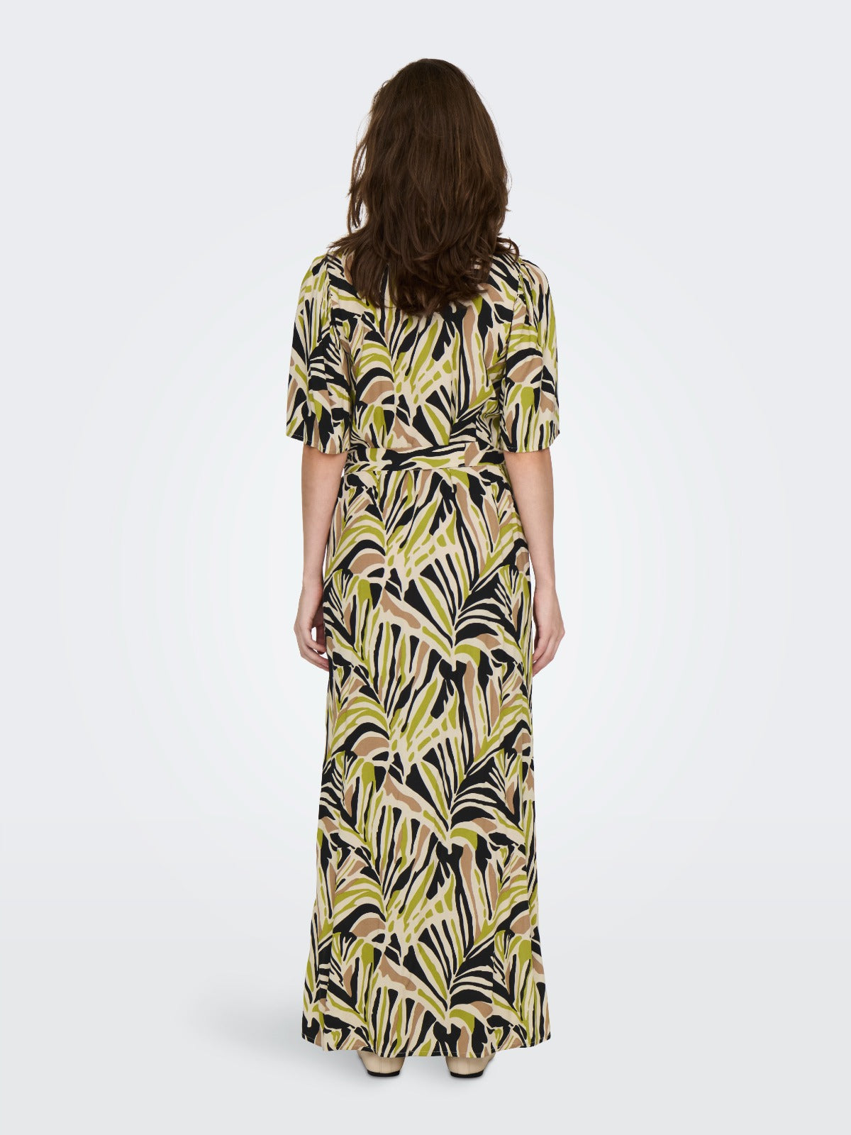 Nile Green, Tan and Black Maxi Shirt Dress