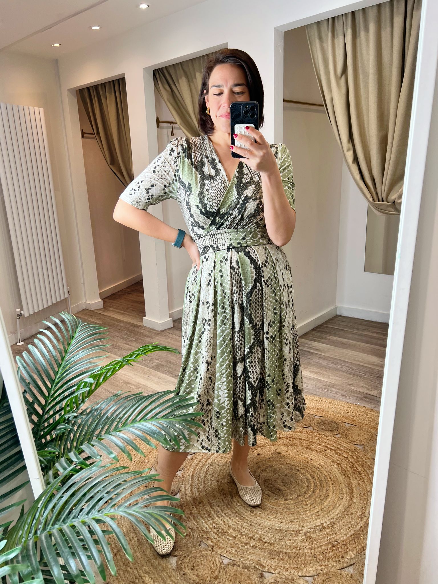 Pria Snake Print Wrap Style Dress