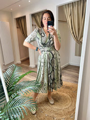 Pria Snake Print Wrap Style Dress