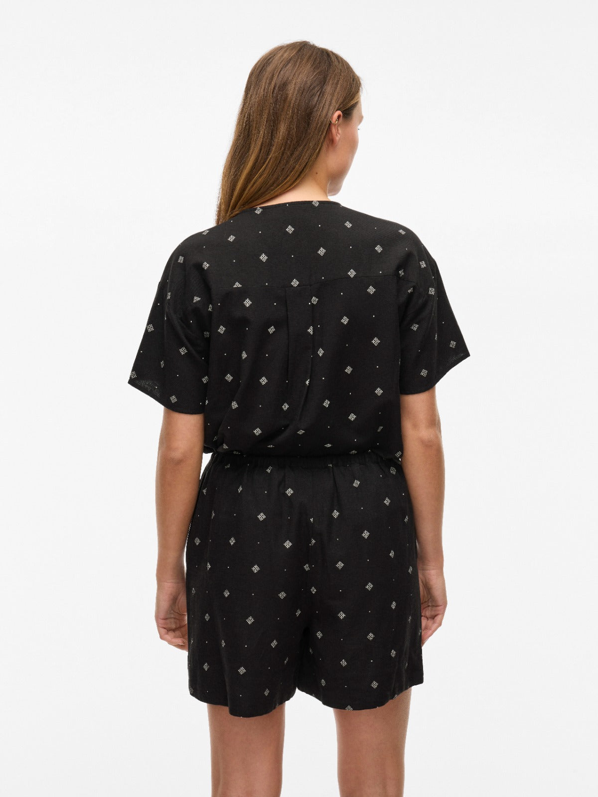 Prisilla Black Print V-Neck Top