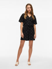 Prisilla Black Print V-Neck Top
