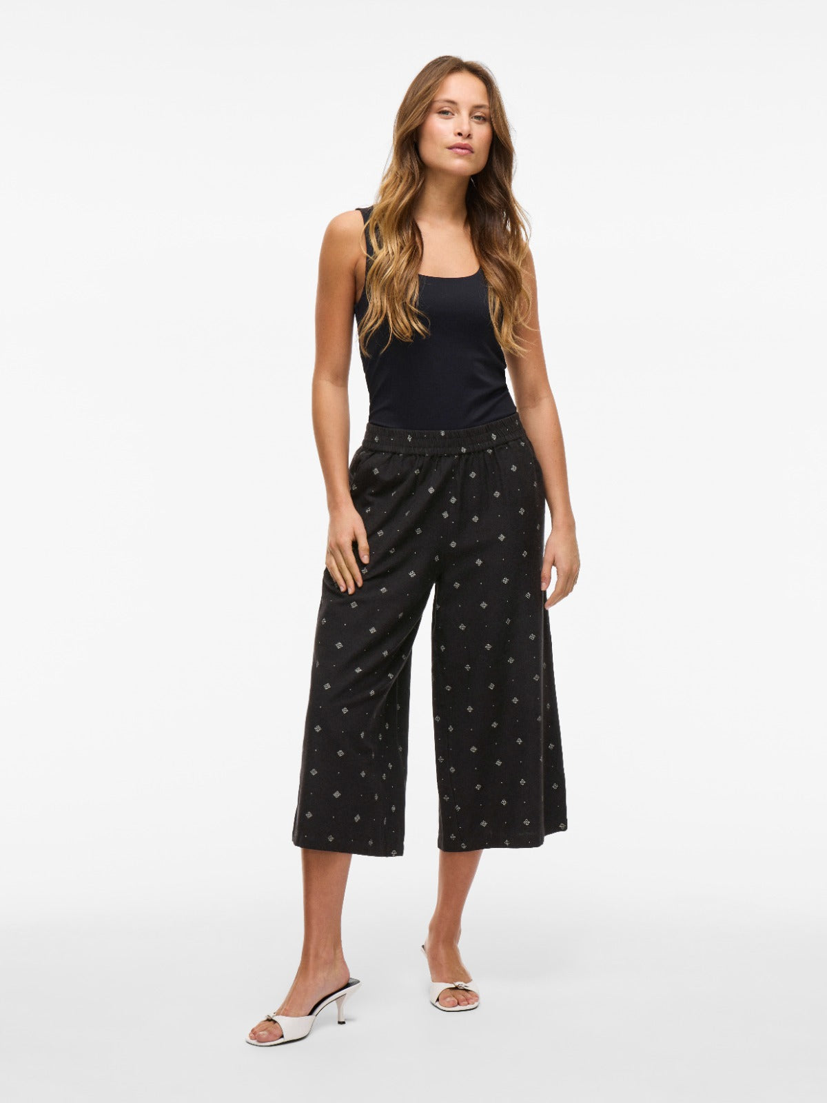 Prisilla Black Print Cullottes