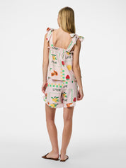 Limone Printed Linen Blend Tie Strap Top