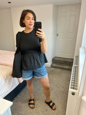 Lia Black T-Shirt with Peplum