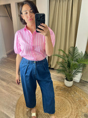 Astana Pink Stripe Short Sleeve Shirt