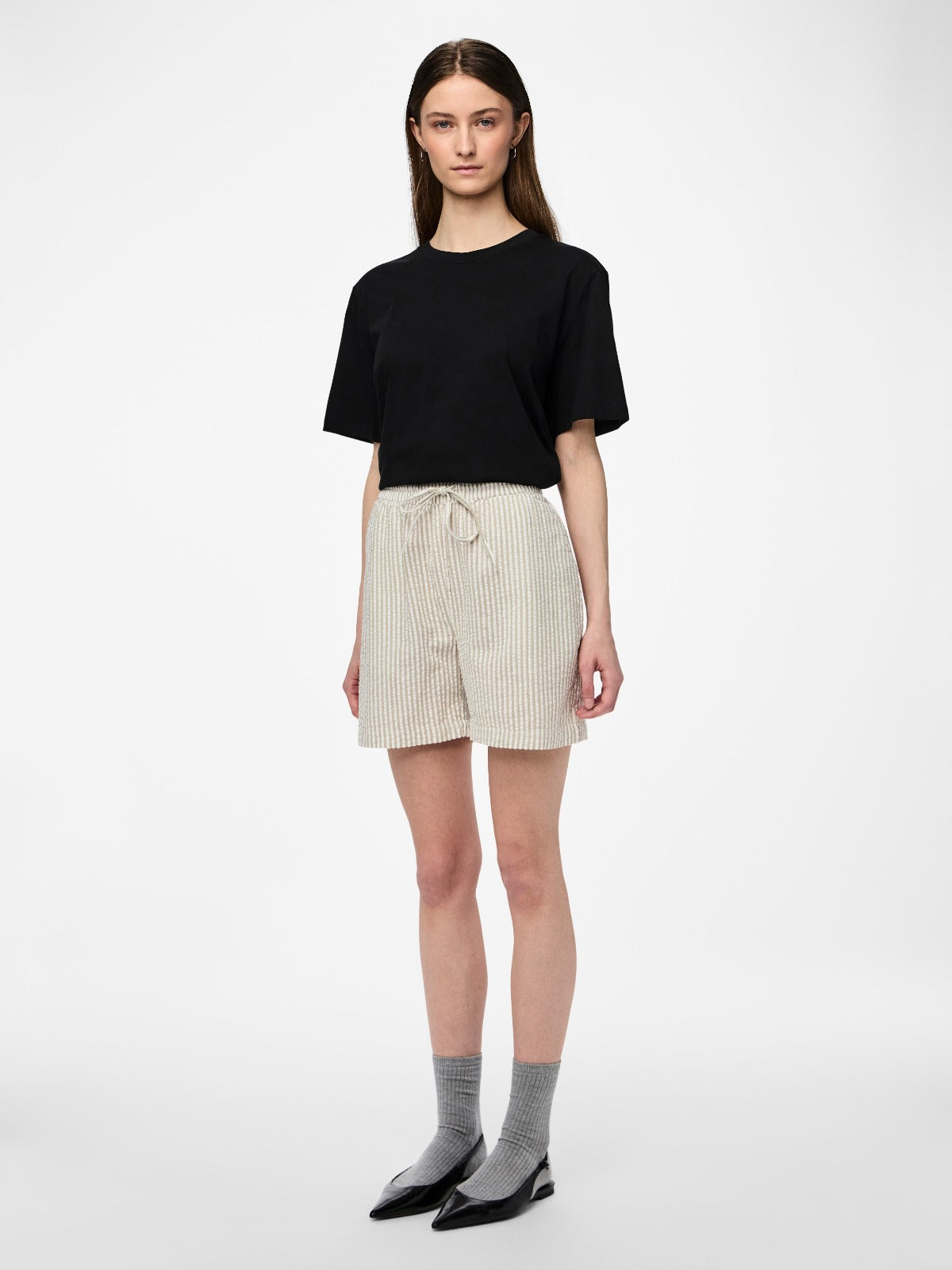 Pieces Sally Green Stripe Shorts