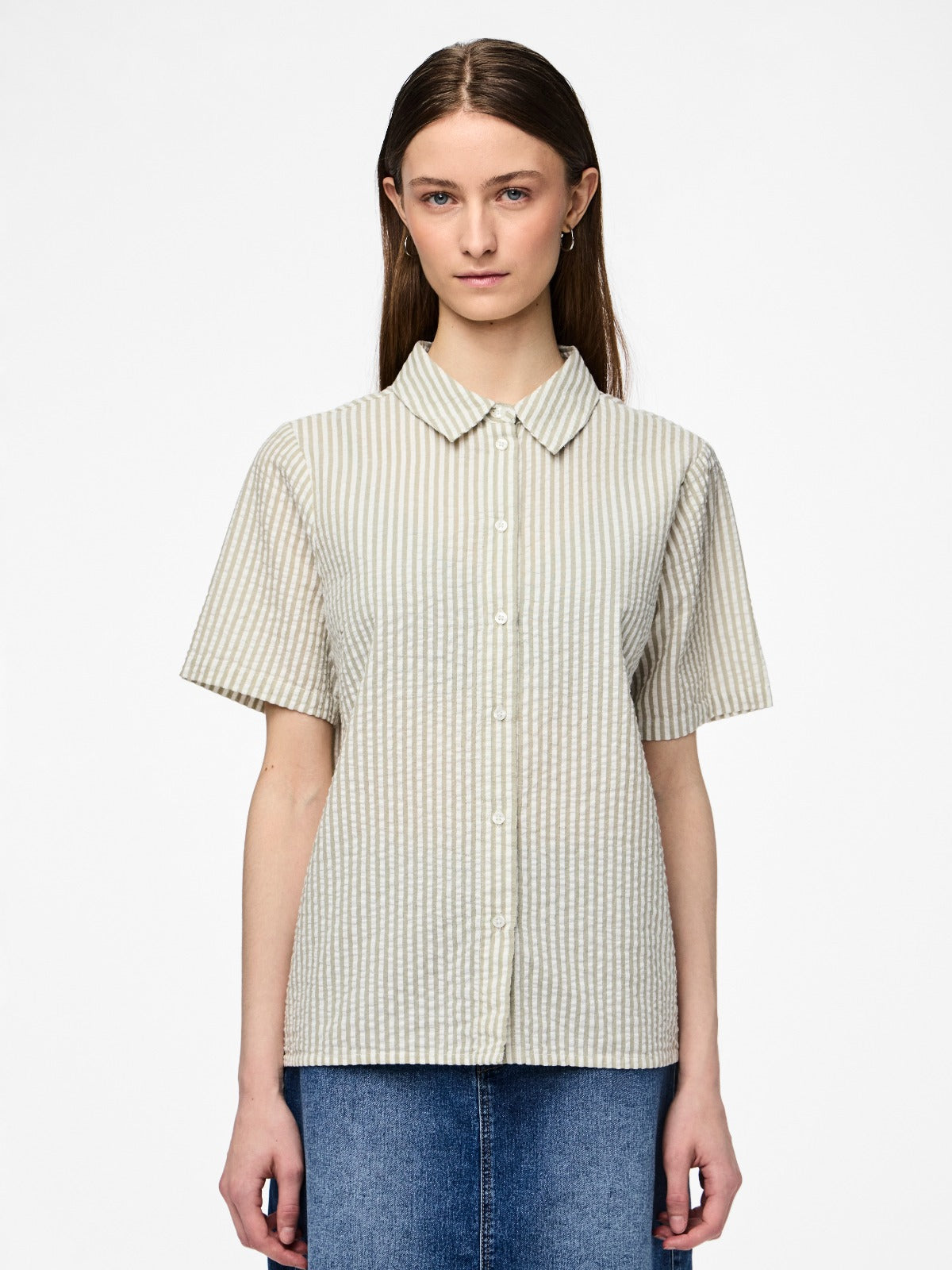 Pieces Sally Green Stripe Shirt