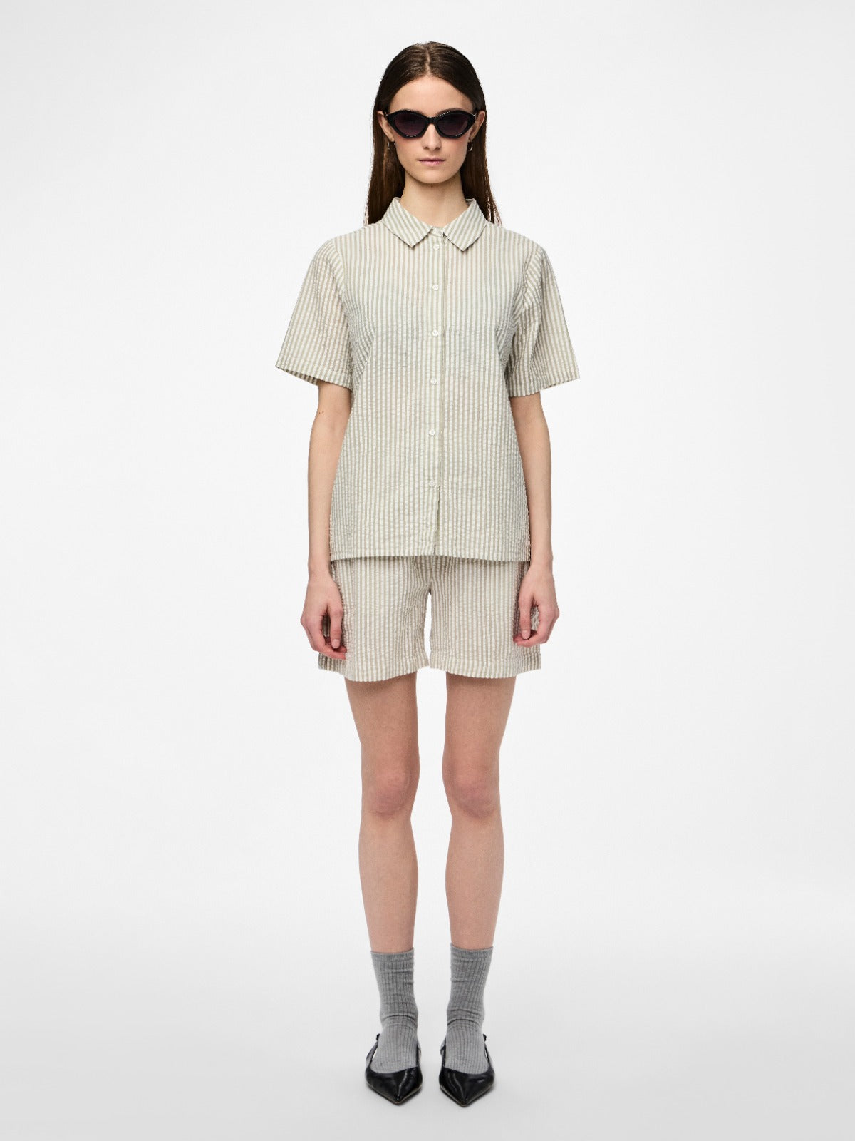 Pieces Sally Green Stripe Shirt