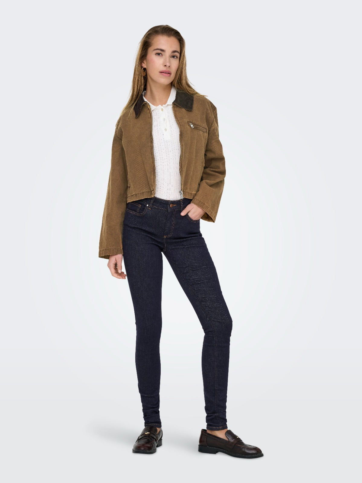 Only Cava Contrast Collar Jacket Tan