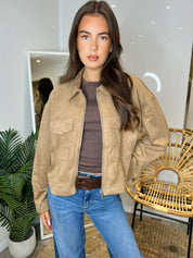 Only Stina Faux Suede Jacket in Tan/Taupe