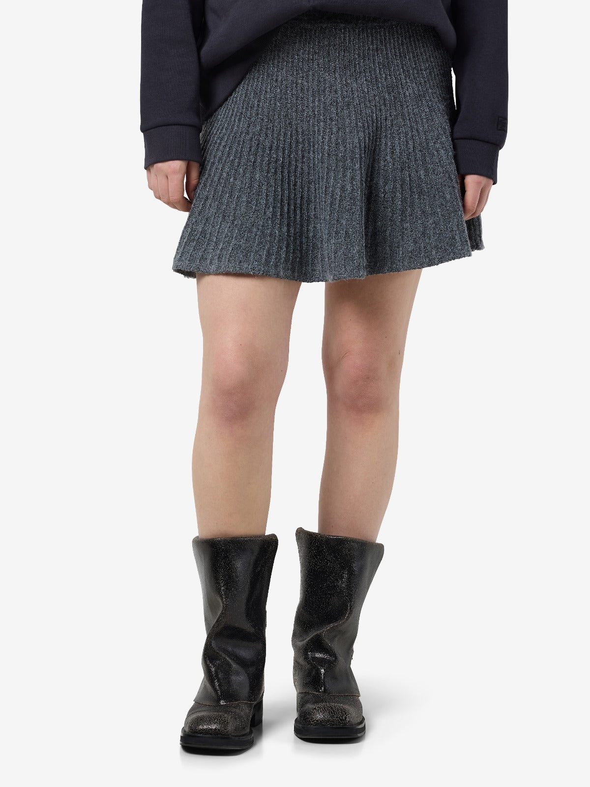 Nola Grey Knit Pleated Mini Skirt