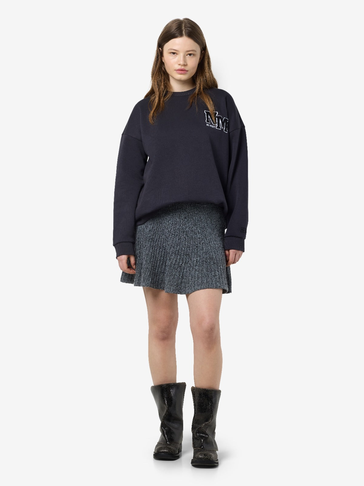 Nola Grey Knit Pleated Mini Skirt
