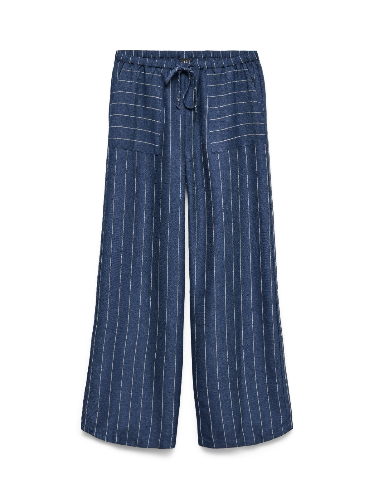 Odette Denim Blue Pinstripe Wide-leg Trousers
