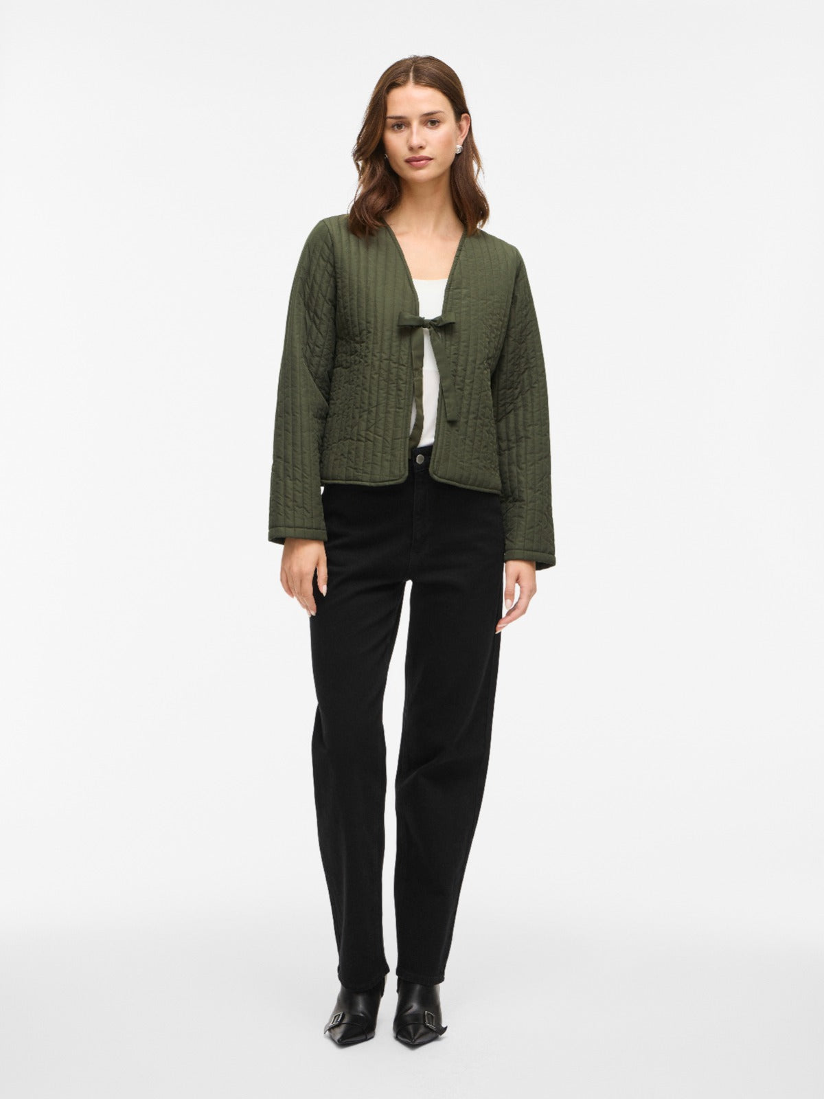 Merle Khaki Quilted Tie Jacket