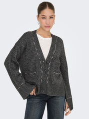 Elsie Grey Stud Detail Cardigan