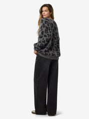 Flynn V-neck Fluffy Leopard Cardigan